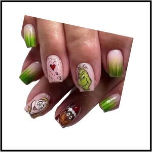 Short Square Press-On Nails How the Grinch Stole Christmas